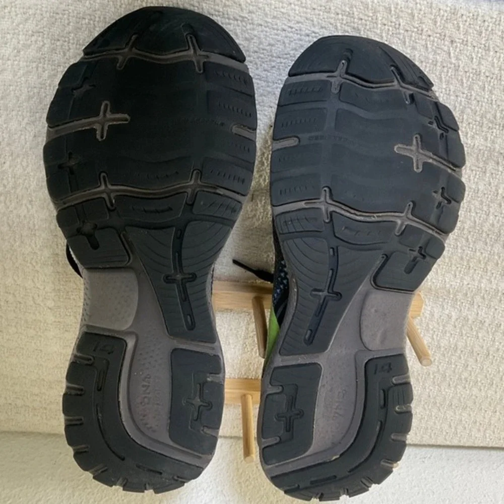 Brooks Ghost 14 Men's Running Shoes Grey Blue Lime‎ 9.5 Sneakers Walking